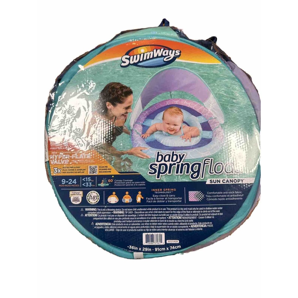 SwimWays Baby Spring Float Sun Canopy Purple Swimways Step 1 for 9-24 Months‎